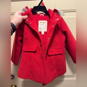 Cat & Jack Bright Red Kids pea coat